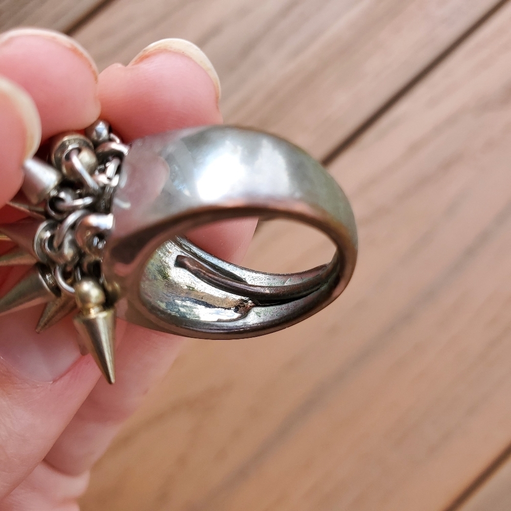 Silver Ring Spikes Studded Statement Ring Goth Stud Biker Boho Everyday Casual 7 - Picture 4 of 8